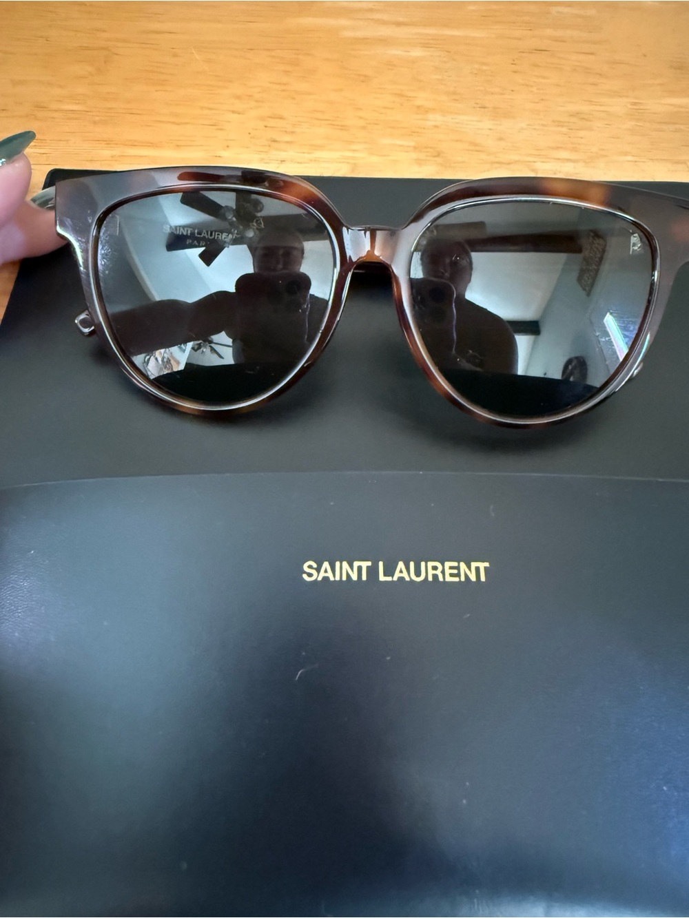 Saint Laurent Tortoiseshell Sunglasses with Dark Lenses